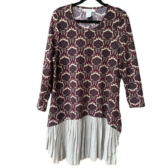 Paisley Vine Women's L Boho Chic Dress Rayon/Polyester/Spandex Floral Long Sleev - Picture 1 of 7